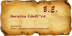 Beretka Edvárd névjegykártya